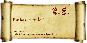 Medus Ernő névjegykártya